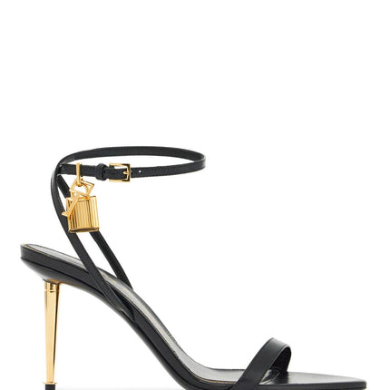 Tom Ford black goat leather sandals with 10 cm stiletto heel and ankle strap