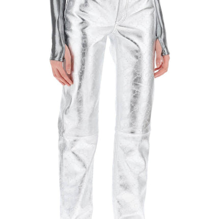 Marine Serre moonogram pants in laminated leather