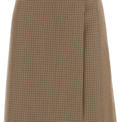 Bally houndstooth a-line skirt with emblem buckle