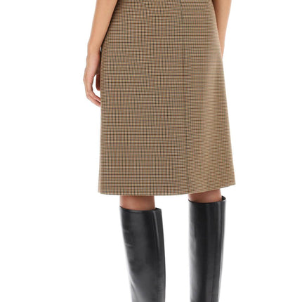 Bally houndstooth a-line skirt with emblem buckle