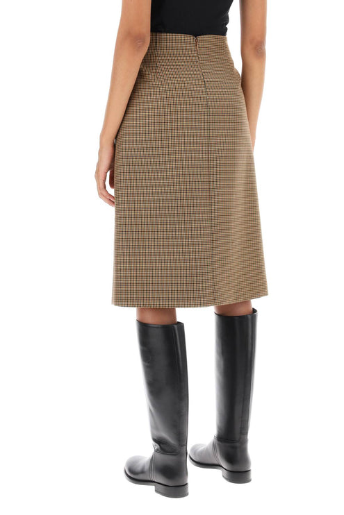 Bally houndstooth a-line skirt with emblem buckle