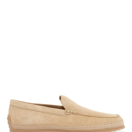 Tod'S beige woven leather slip-on loafers with rubber sole