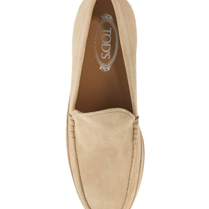 Tod'S beige woven leather slip-on loafers with rubber sole