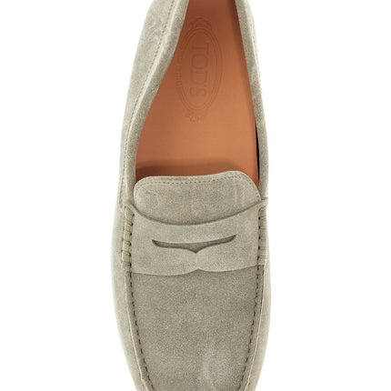 Tod'S beige suede driving moccasin for men with rubber sole