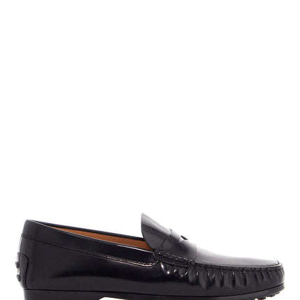 Tod'S men's black calfskin loafers with elegant insert and rubber sole