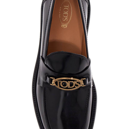 Tod'S metal logo loafers with metal detailing