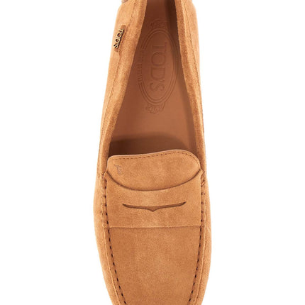 Tod'S men's suede leather loafers in cognac