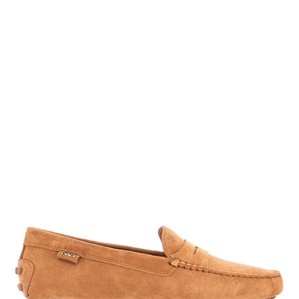 Tod'S men's suede leather loafers in cognac