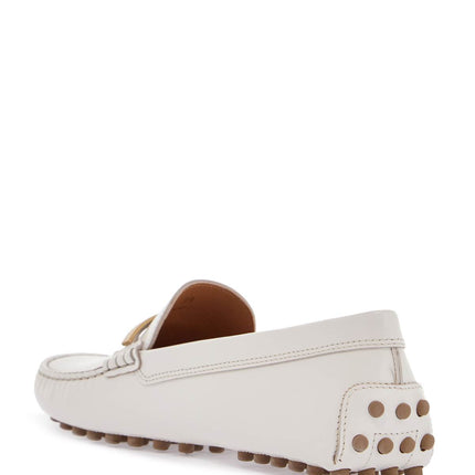 Tod'S white lime calfskin driving loafer with low heel