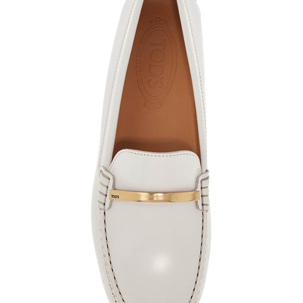 Tod'S white lime calfskin driving loafer with low heel