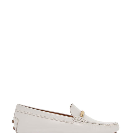 Tod'S white lime calfskin driving loafer with low heel