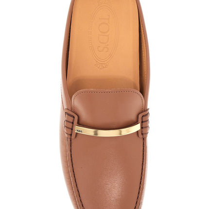 Tod'S dark brown calfskin slip-on with metal detail