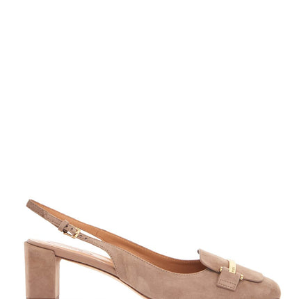 Tod'S cappuccino goat leather pumps with metal bar