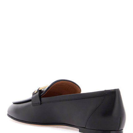 Tod'S black calfskin women's loafers with metallic band