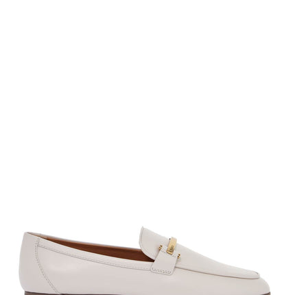 Tod'S white calfskin moccasin with gold bar and velcro closure