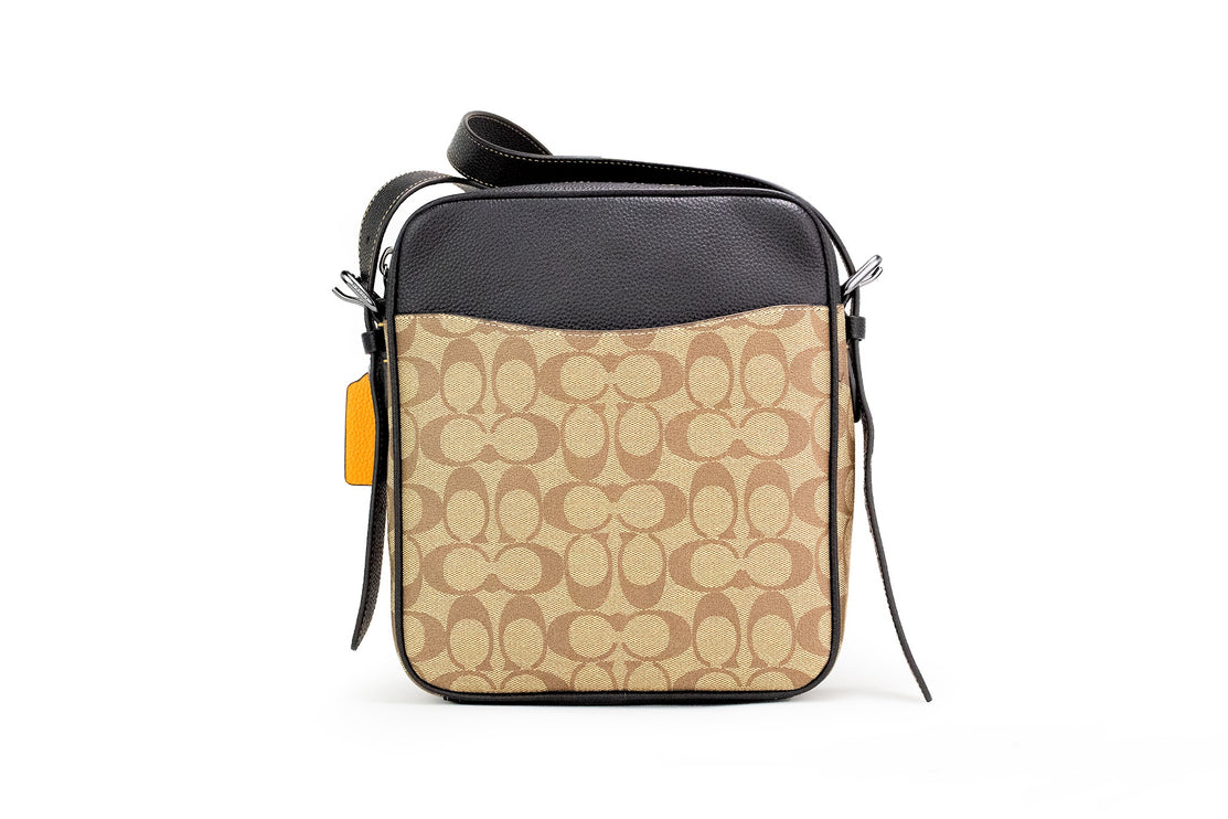 Hudson 21 Signature Varsity Stripe Bolsa Crossbody de lona recubierta