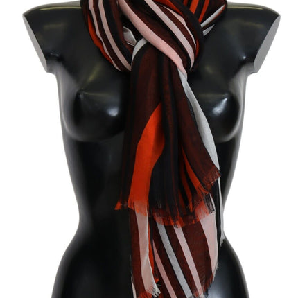 Elegant Multicolor Silk Fringed Scarf