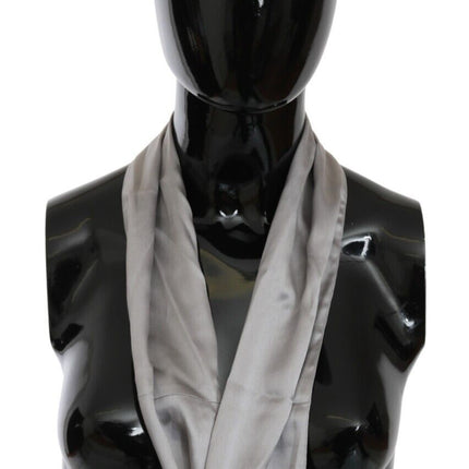 Sleek Silver Silk Neck Scarf for Men