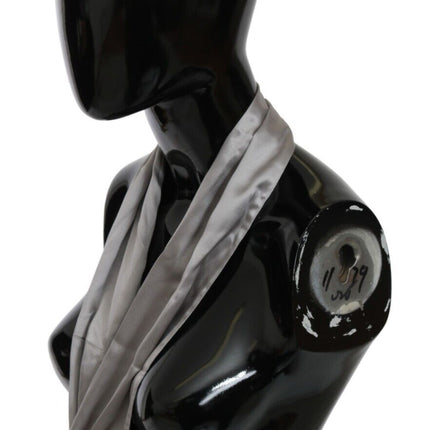 Sleek Silver Silk Neck Scarf for Men