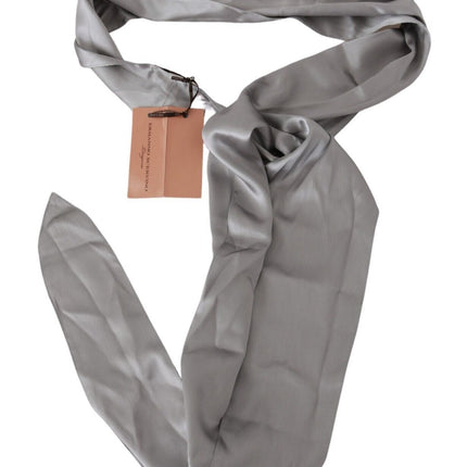 Sleek Silver Silk Neck Scarf for Men