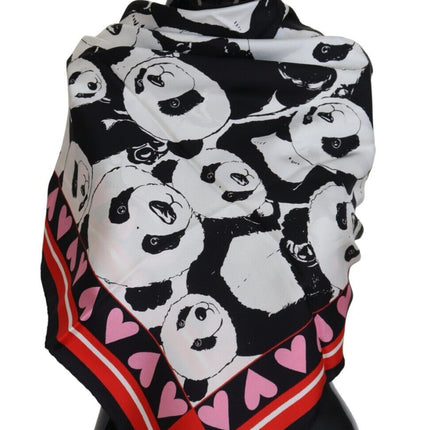 Elegant Panda Print Silk Scarf