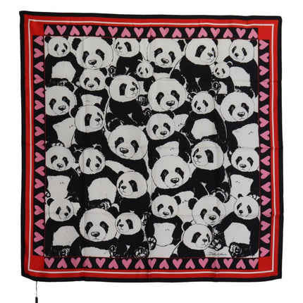 Elegant Panda Print Silk Scarf