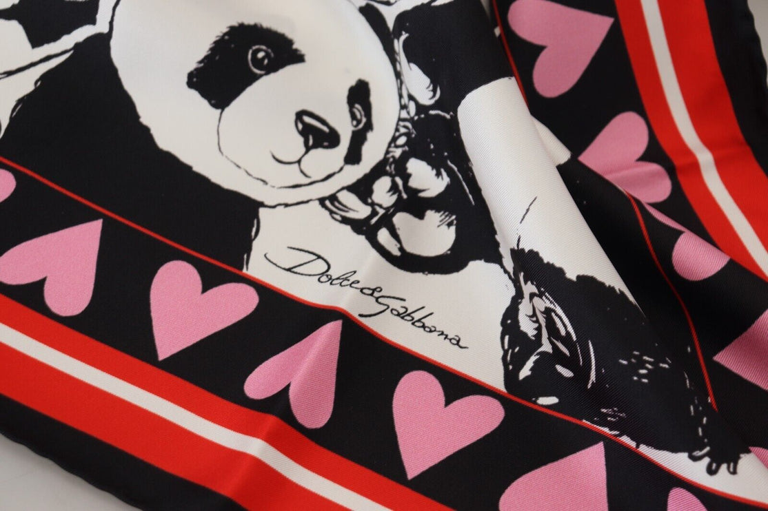 Elegant Panda Print Silk Scarf