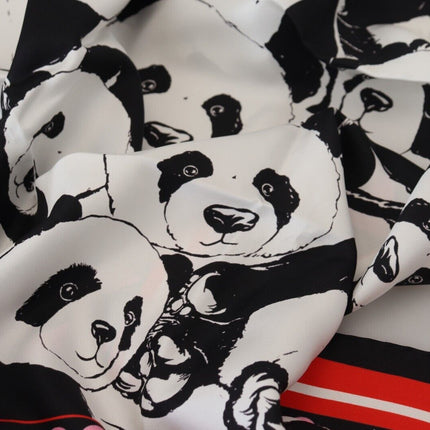 Elegant Panda Print Silk Scarf