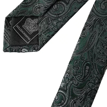 Green Floral Pattern 100% Silk Adjustable Men Tie