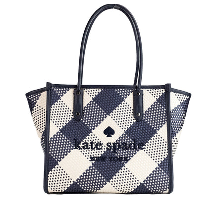 Ella Gingham Blazer bleu surdimensionné surdimensionné épaule fourre-tout sac à main