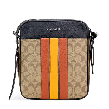 Hudson 21 Signature Varsity Stripe Bolsa Crossbody de lona recubierta